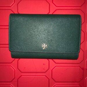 Tory Burch Green Leather Wallet